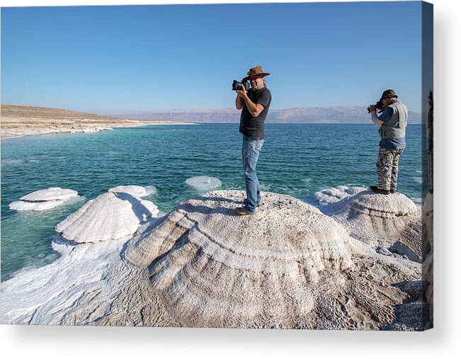 Taking Photographs Acrylic Print featuring the photograph Taking Photographs at the Dead Sea by Dubi Roman