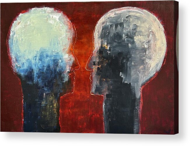 Acrylic. Dry Wall Acrylic Print featuring the painting Talking Heads by David Euler