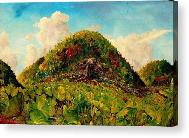  Plantation Acrylic Print featuring the painting Taro Garden of Papua by Jason Sentuf