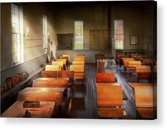 School Acrylic Print featuring the photograph Teacher - Heritage classroom by Mike Savad