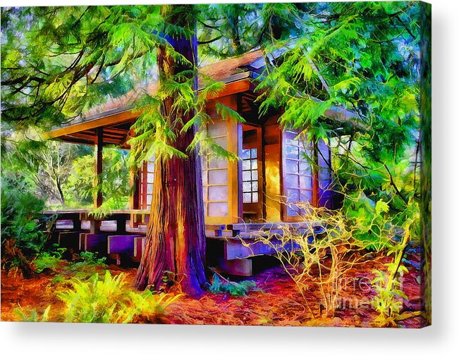 Tea House Acrylic Print featuring the photograph Teahouse Through the Trees by Sea Change Vibes