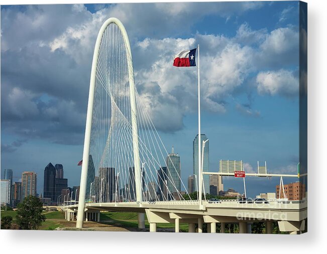 Cityscape Acrylic Print featuring the photograph Texas Flag on a Windy Day by Diana Mary Sharpton