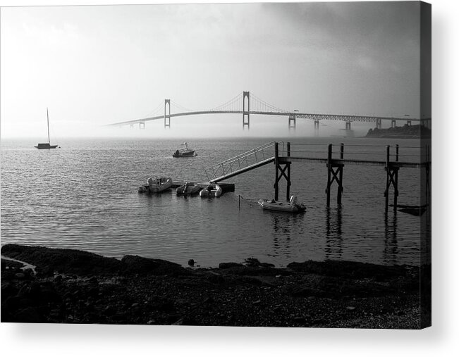 Bridge Acrylic Print featuring the photograph The Bay under fog by Jim Feldman
