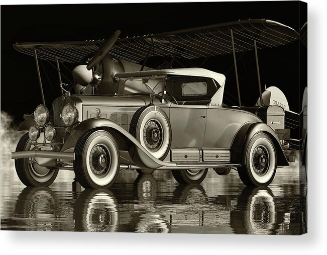 Classic Car Acrylic Print featuring the digital art The Cadillac V16 Roadster is a True Sports Car by Jan Keteleer