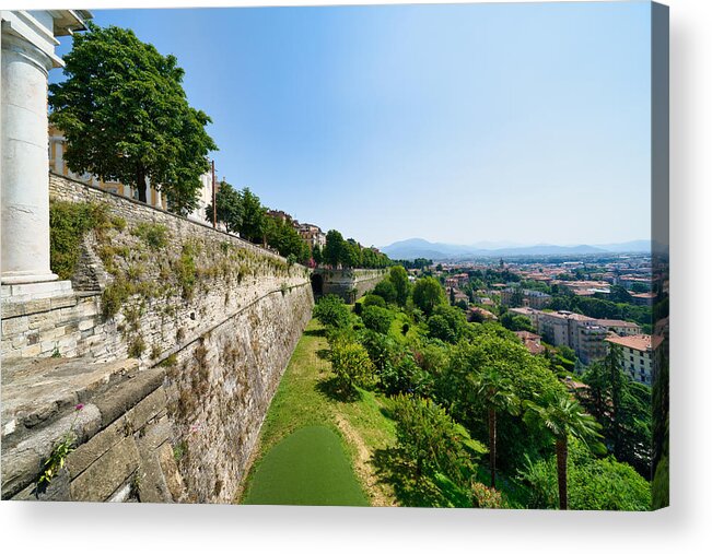 Upper Town Acrylic Print featuring the photograph The city walls of Città Alta (Upper town), Bergamo, Italy. by Mauro Tandoi