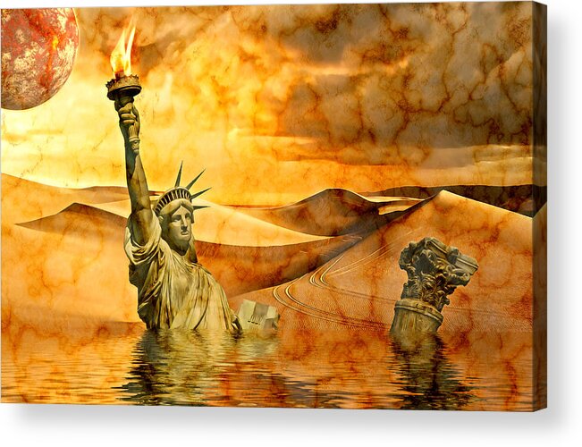 Liberty Acrylic Print featuring the digital art The Death of Liberty by Ally White