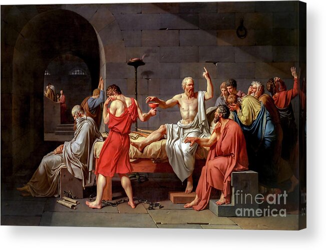 The Death Of Socrates Acrylic Print featuring the photograph The Death of Socrates by Jacques Louis David by Carlos Diaz