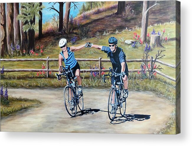 Bicycles Acrylic Print featuring the painting The End of the Ride by Bonnie Peacher