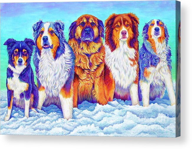 Dog Acrylic Print featuring the painting The Gang's All Here by Rebecca Wang