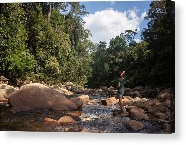 Tropical Rainforest Acrylic Print featuring the photograph The Maliau River in Maliau wild tropical jungle, Borneo by Vyacheslav Argenberg
