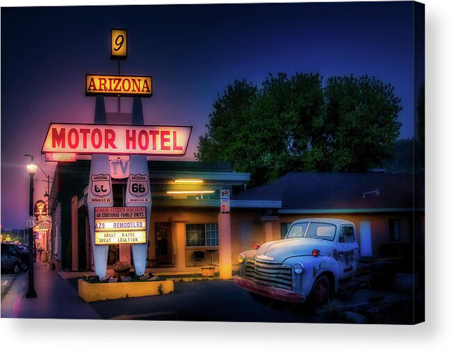 Route 66 Acrylic Print featuring the photograph The Motor Hotel, Williams AZ by Micah Offman