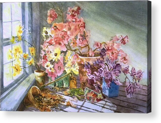 Parsons Acrylic Print featuring the painting The Potting Shed by Sheila Parsons
