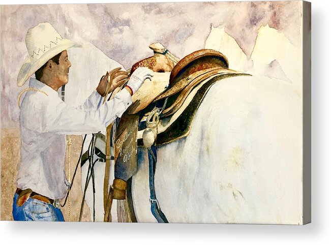 Ranch Rodeo Acrylic Print featuring the painting The Roper by John Glass