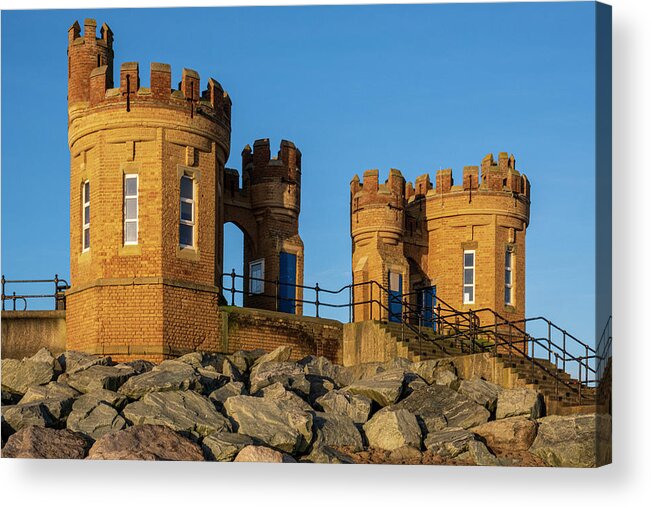 Sandcastle Withernsea Acrylic Print featuring the photograph The Sandcastle or Pier Towers at Withernsea by Tim Hill