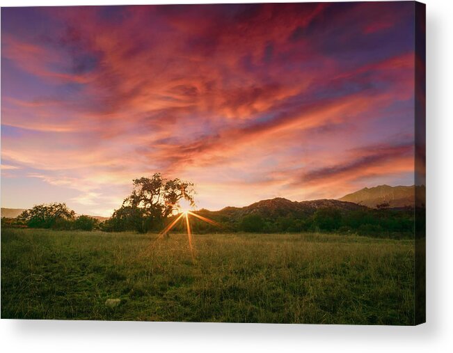 Sunset Acrylic Print featuring the photograph The Sky is Ablaze with Sunset Colors 2 by Lindsay Thomson
