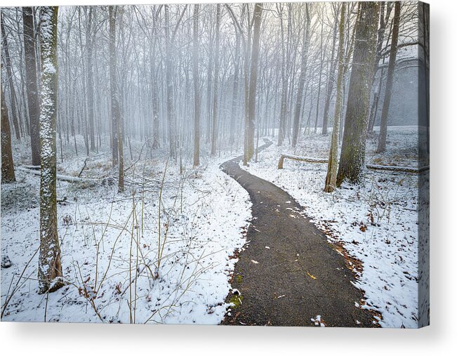 Snow Day Acrylic Print featuring the photograph The Snowy Path by Jordan Hill