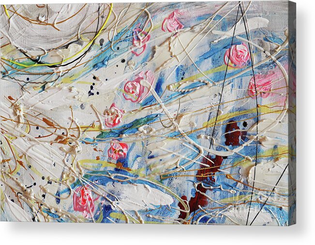 Art Of Israel Acrylic Print featuring the painting The Splash Of Life #31. Fragment 4 by Elena Kotliarker