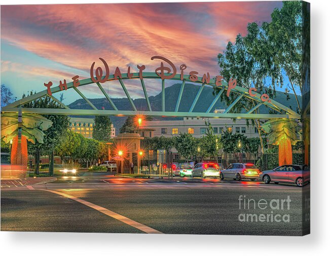  Acrylic Print featuring the photograph Walt Disney Company Main Gate by David Zanzinger