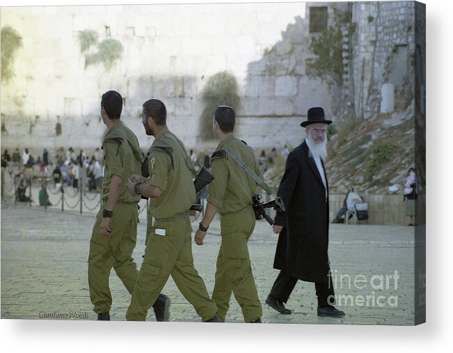 Isaiah 62 Acrylic Print featuring the photograph Three Soldiers and A Rabbi by Constance Woods