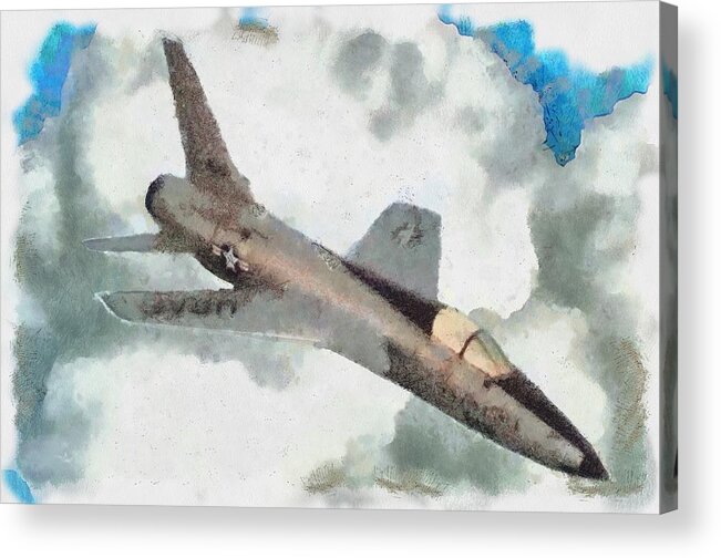 F-105 Acrylic Print featuring the mixed media Thud in Flight by Christopher Reed