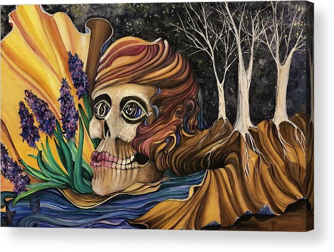 Skull Acrylic Print featuring the mixed media Time by Mastiff Studios