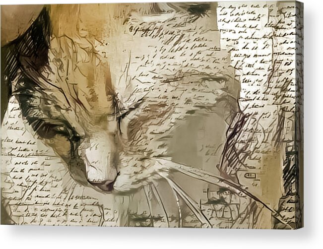 Cat Acrylic Print featuring the digital art Tittuff is doing good by Elaine Berger