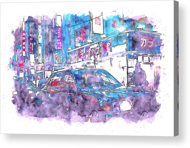 Tokyo Nights Acrylic Print featuring the painting Tokyo Nights - 22 by AM FineArtPrints