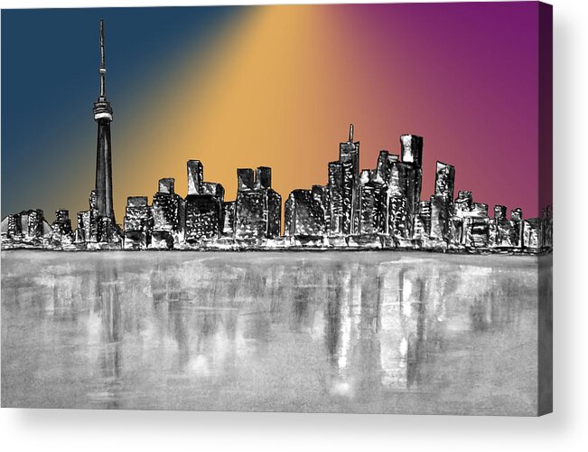 Cityscapes Acrylic Print featuring the mixed media Toronto City Lights by Kelly Mills