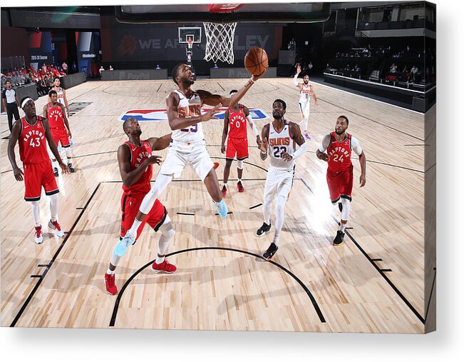 Mikal Bridges Acrylic Print featuring the photograph Toronto Raptors v Phoenix Suns by David Sherman