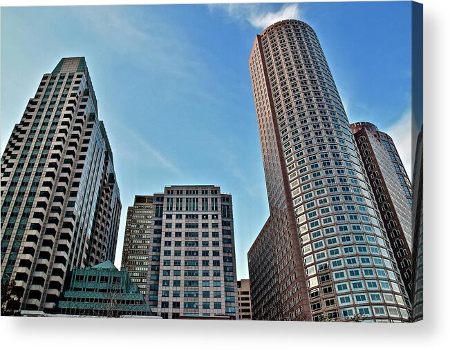 Boston Acrylic Print featuring the photograph Towering Overhead in Boston by Frozen in Time Fine Art Photography