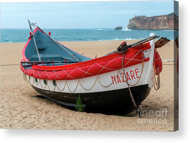 Traditional Acrylic Print featuring the photograph Traditional fising boats, Nazare, Portugal n1 by Ilan Rosen