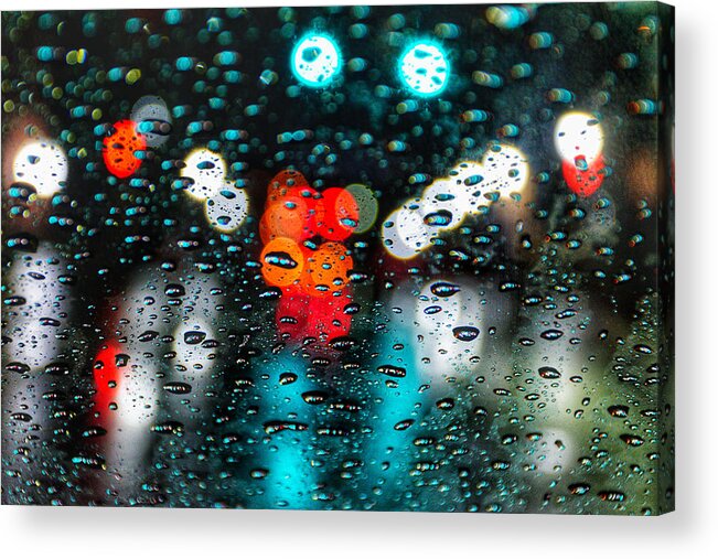 Photo Acrylic Print featuring the photograph Traffic through the Rain by Evan Foster
