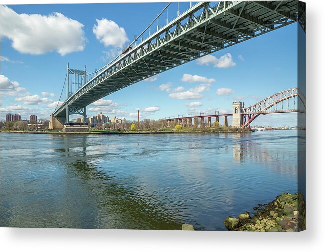Astoria Park Acrylic Print featuring the photograph Triboro and Hell Gate Bridges by Cate Franklyn