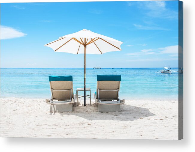 Sunlight Acrylic Print featuring the photograph Tropical beach sunbathing by LiuNian