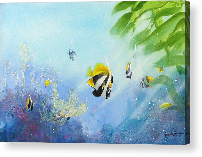 Watercolor Painting Acrylic Print featuring the painting Tropical Fantasy IV by Laura Lee Zanghetti
