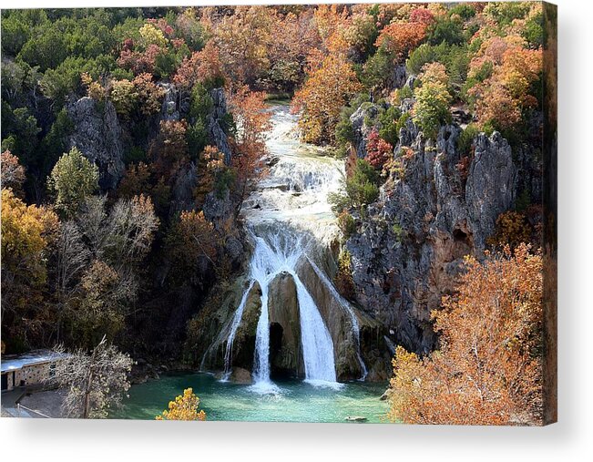 Nature Acrylic Print featuring the photograph Turner Falls Waterfall in Fall by Sheila Brown