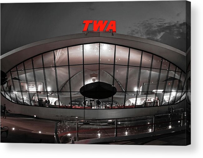 Airport Acrylic Print featuring the digital art TWA Terminal at JFK by Matthew Bamberg