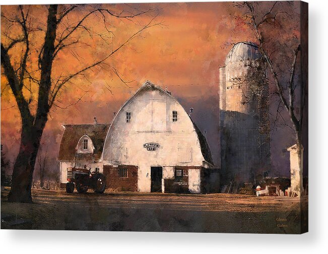 Farm Acrylic Print featuring the painting Twilight The Day Before The Auction by Glenn Galen