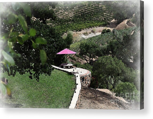 Winery Acrylic Print featuring the digital art Umbrella On The Overlook by Kirt Tisdale