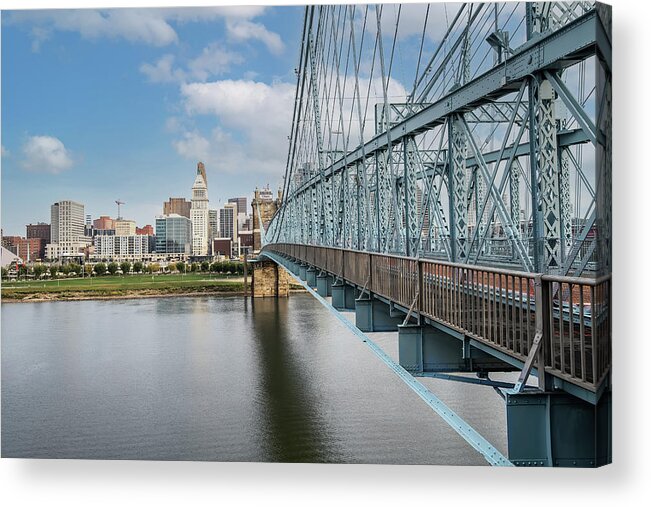 Cincinnat Acrylic Print featuring the photograph Unique View John A Roebling by Ed Taylor
