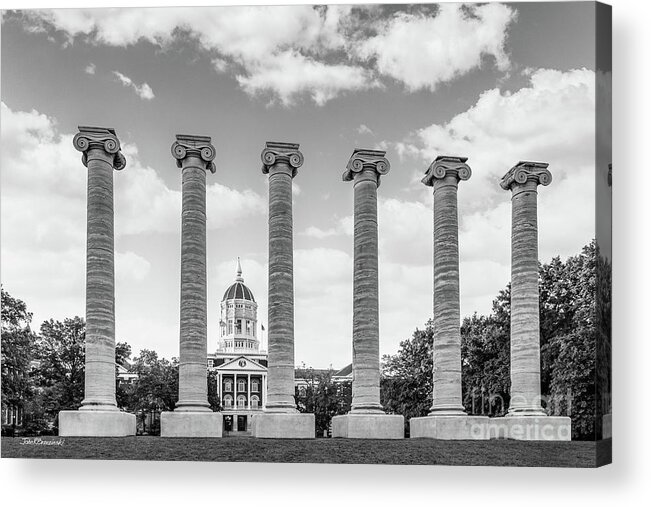 University Of Missouri Acrylic Print featuring the photograph University of Missouri Columbia Columns in Francis Quad by University Icons