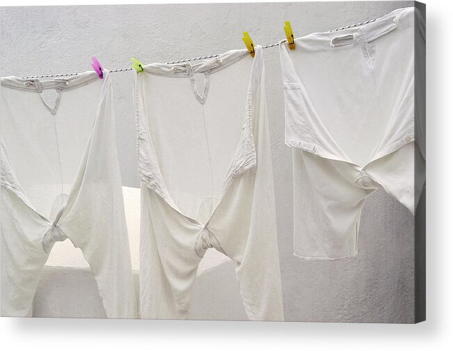 Unmentionalbes Acrylic Print featuring the photograph Unmentionables on the Line by Louise Tanguay