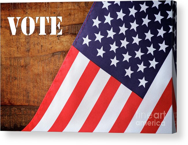 Blue Acrylic Print featuring the photograph USA 2020 Presidential Election Flag by Milleflore Images