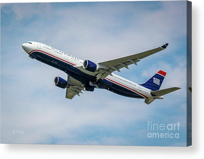 Airbus Acrylic Print featuring the photograph USAIR Airbus by Rene Triay FineArt Photos