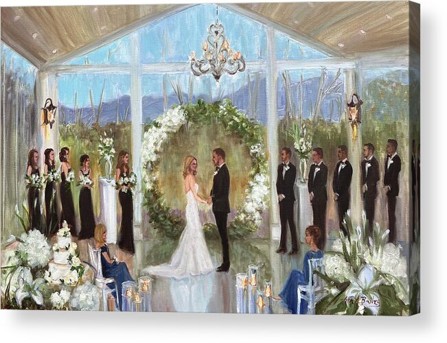 Tate House Wedding Painting Acrylic Print featuring the painting Valade Maguire Wedding Painting 2022 by Ann Bailey