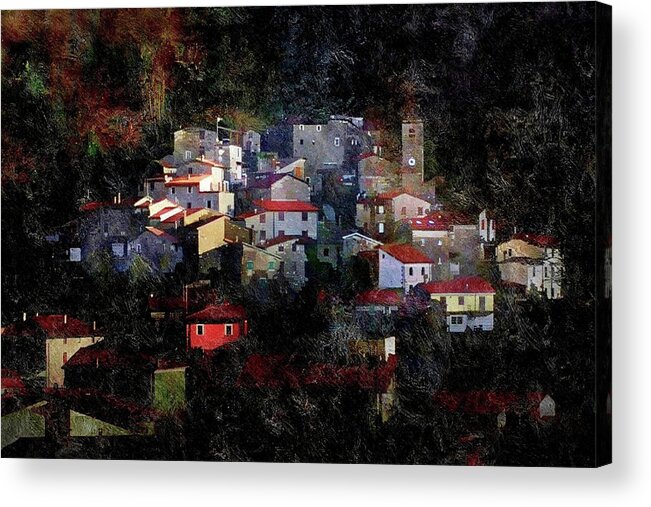 Village Acrylic Print featuring the mixed media Valley of Villages by Pepper Pepper