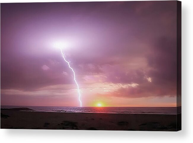 Photograph Acrylic Print featuring the photograph Ventura, California Beach Lightning Sunset by John A Rodriguez