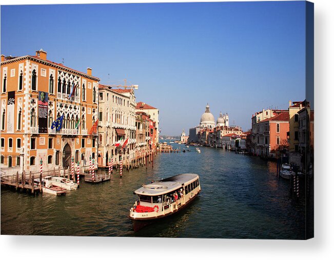 Boat Acrylic Print featuring the photograph View across the Grand Canal in Venice, Italy. by Ian Middleton