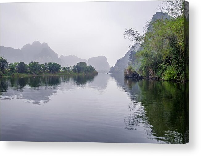 Ba Giot Acrylic Print featuring the photograph View at Tam Coc by Arj Munoz