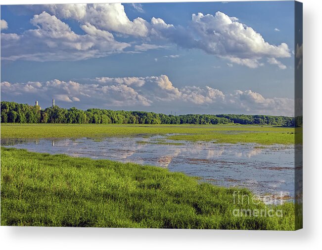 Clouds Acrylic Print featuring the photograph View from Old Cedar Bridge in Minneapolis Minnesota by Natural Focal Point Photography